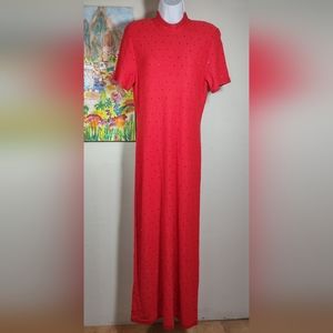 Gorgeous Red Sweater Dress w/Red Crystal Embellishment